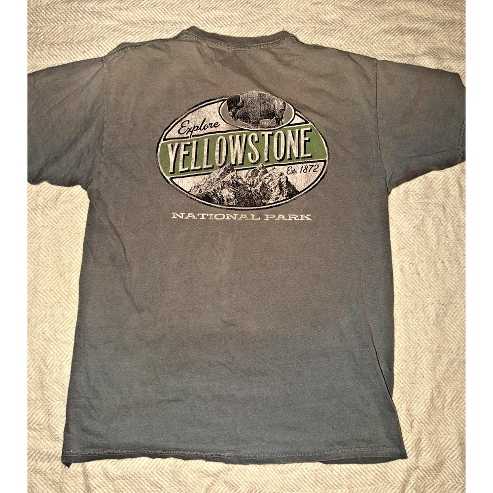 RARE! Yellowstone National Park Bison Graphic T Shirt XL Gray Tourist Souvenir T